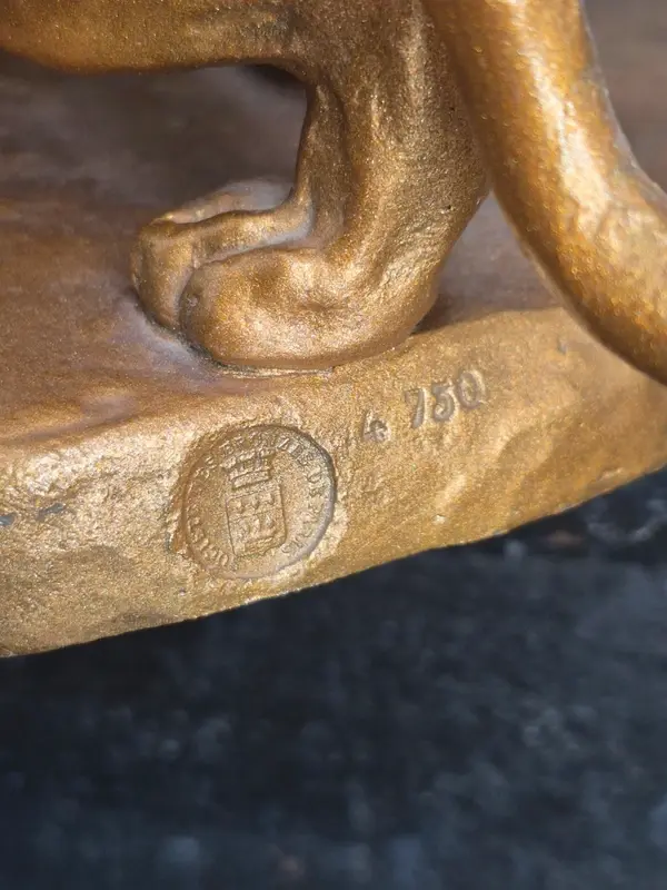 Miniature : Sculpture Bronze Panthère Ancien John Mayne Van Der Kemp XIXeme