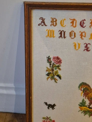 Miniature : Tableau Abécédaire Broderie Animaux Vintage