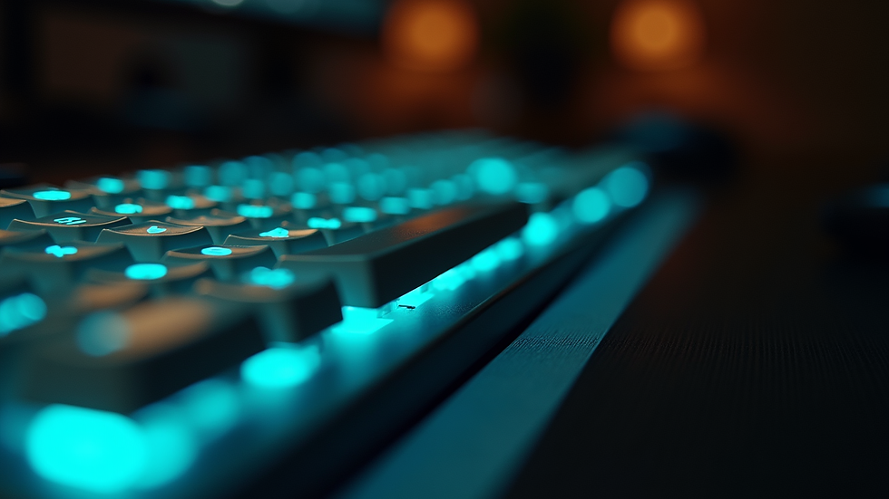 Plano detalle de un teclado con un candado digital iluminado
