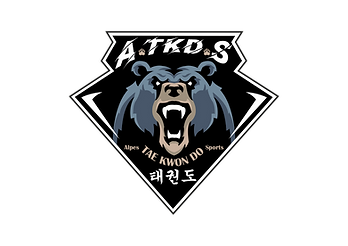 Logo Taekwondo PNG fond noir typo blanche patte beige.png