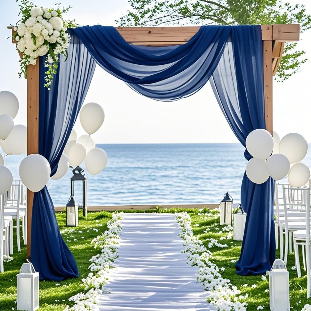 Blue Navy Swag and Head Table Runner linens rental for weddings, showers, birthdays and corporate events