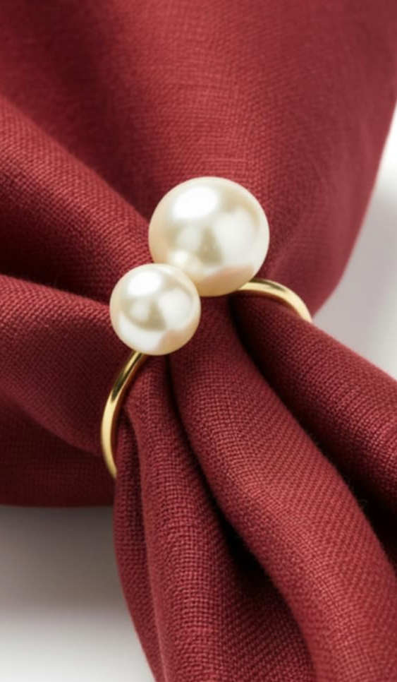 Gold Pearl Napkin Ring tabletop decor rental for weddings, showers, birthdays and corporate events