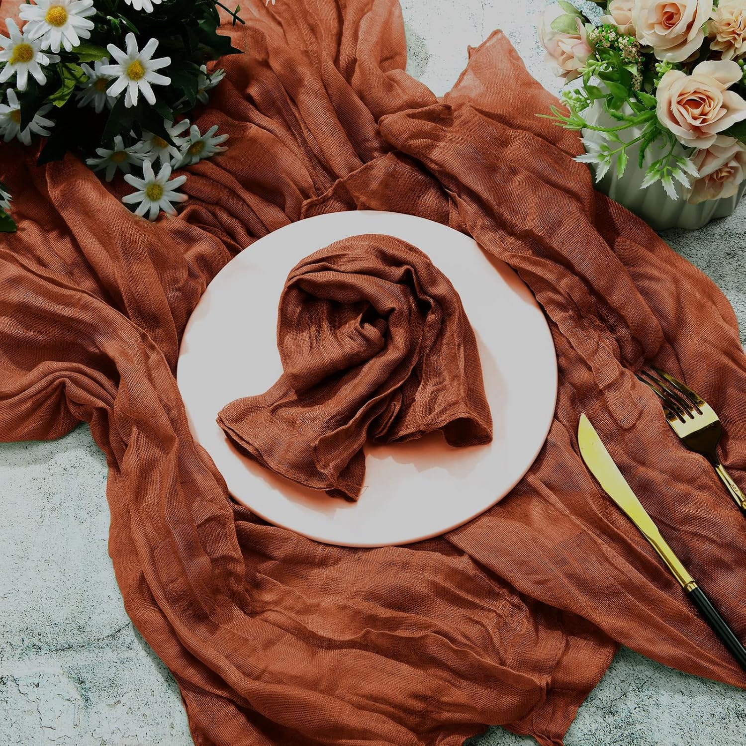 Terracotta Runners Drape linens rental for weddings, showers, birthdays and corporate events