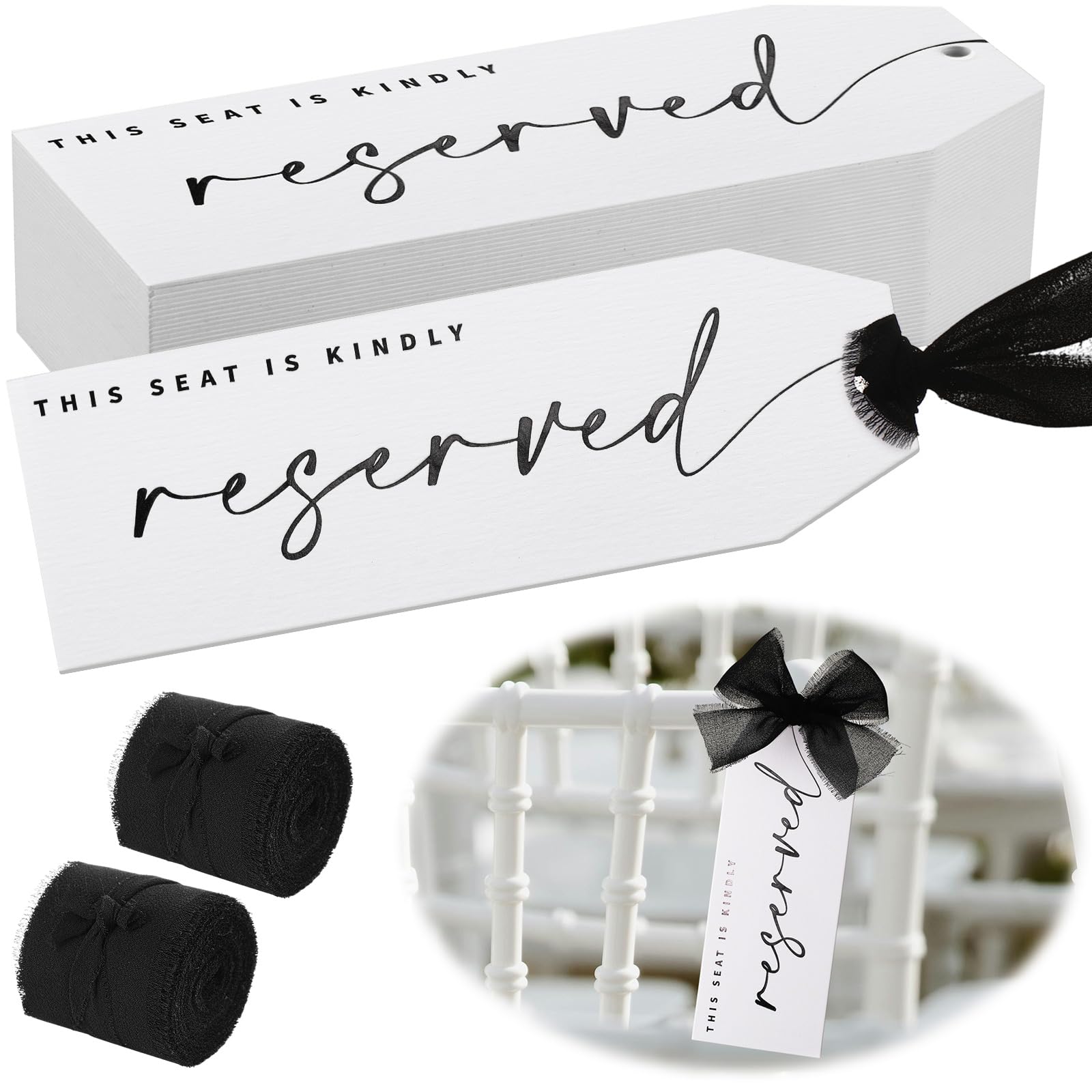 Black and White Acrylic Reserved Seat Sign reserved seating rental for weddings, showers, birthdays and corporate events