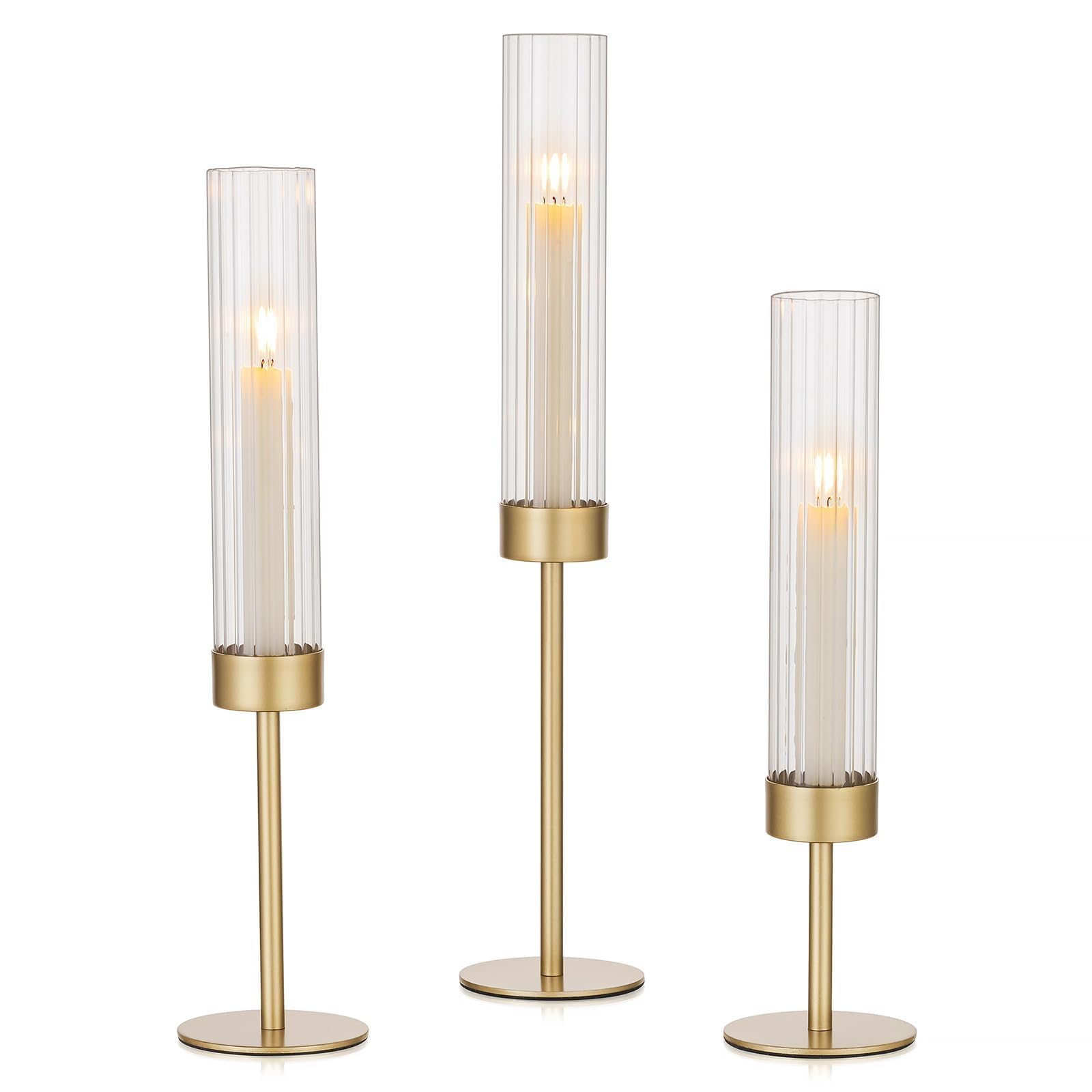 Gold Frosted Glass and Gold Base Candle Holders candle holders rental for weddings, showers, birthdays and corporate events