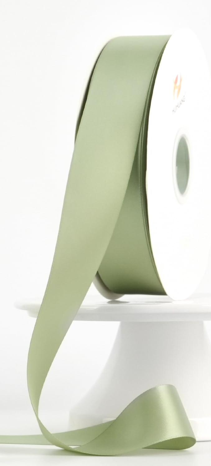 Green Sage Sattin Ribbon ribbon rental for weddings, showers, birthdays and corporate events