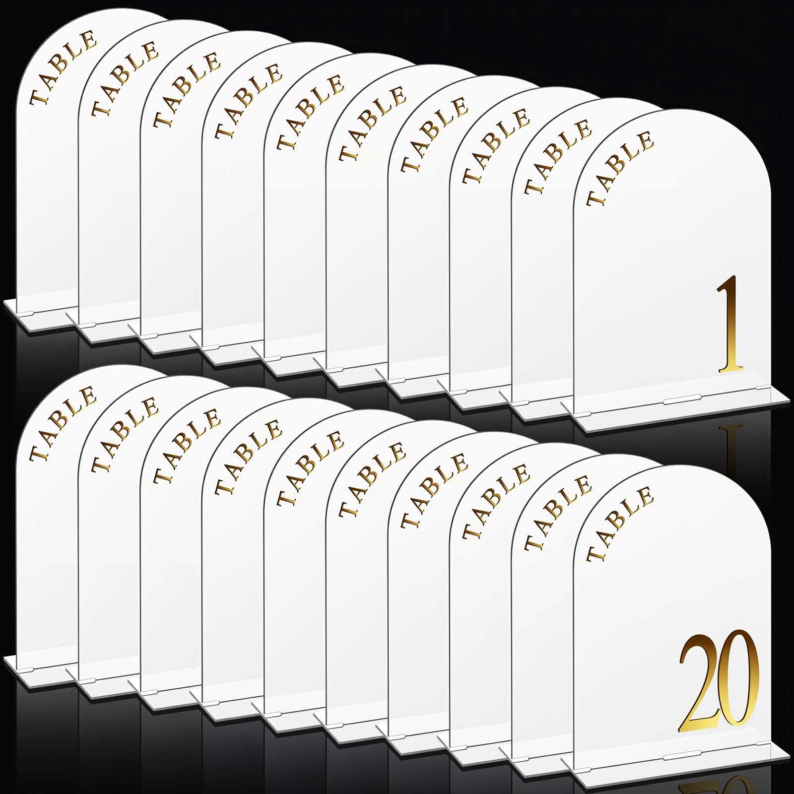 White and Gold Acrylic Table Numbers table numbers rental for weddings, showers, birthdays and corporate events