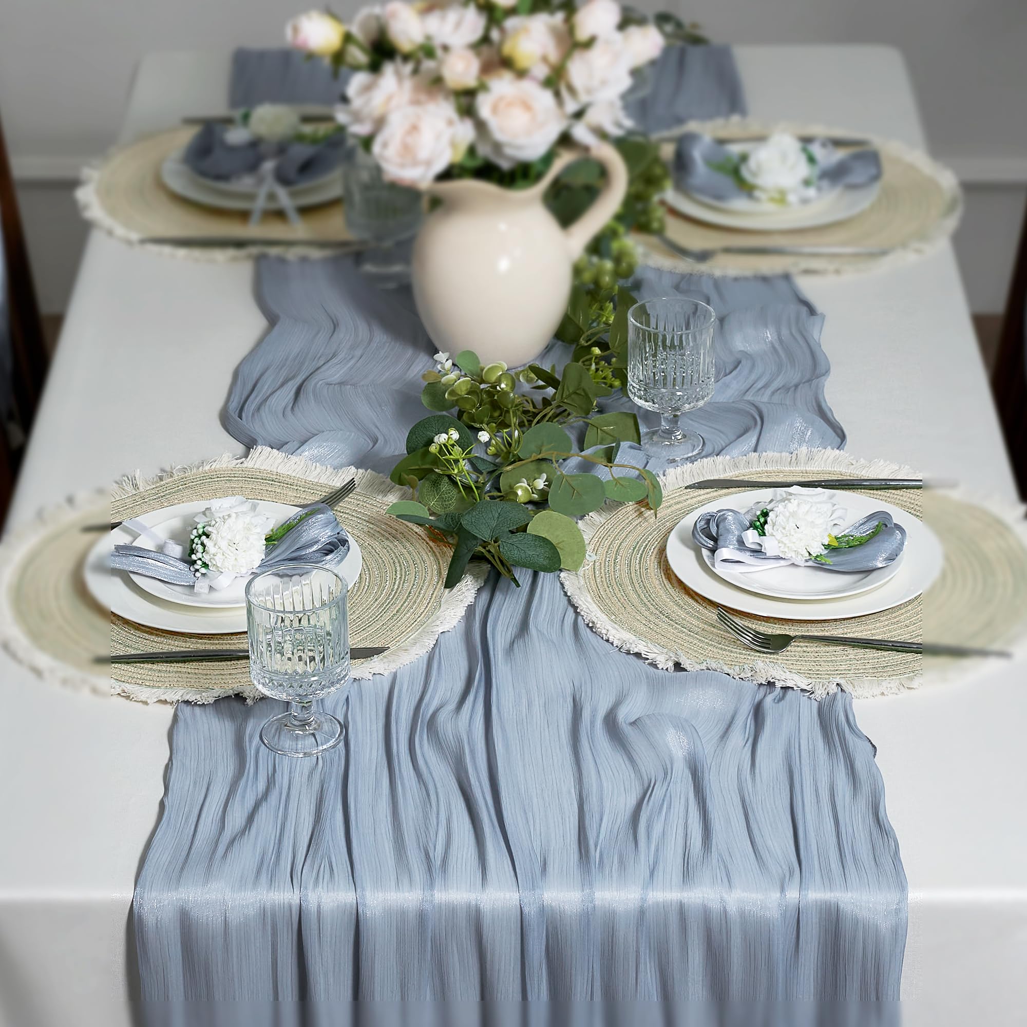 Blue Light Soft Runners and Drape linens rental for weddings, showers, birthdays and corporate events