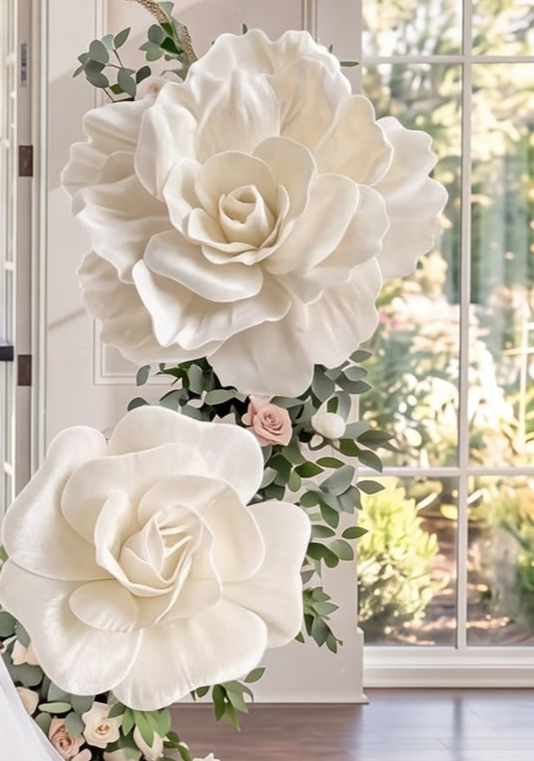 White Large White Paper Flower artificial flowers rental for weddings, showers, birthdays and corporate events