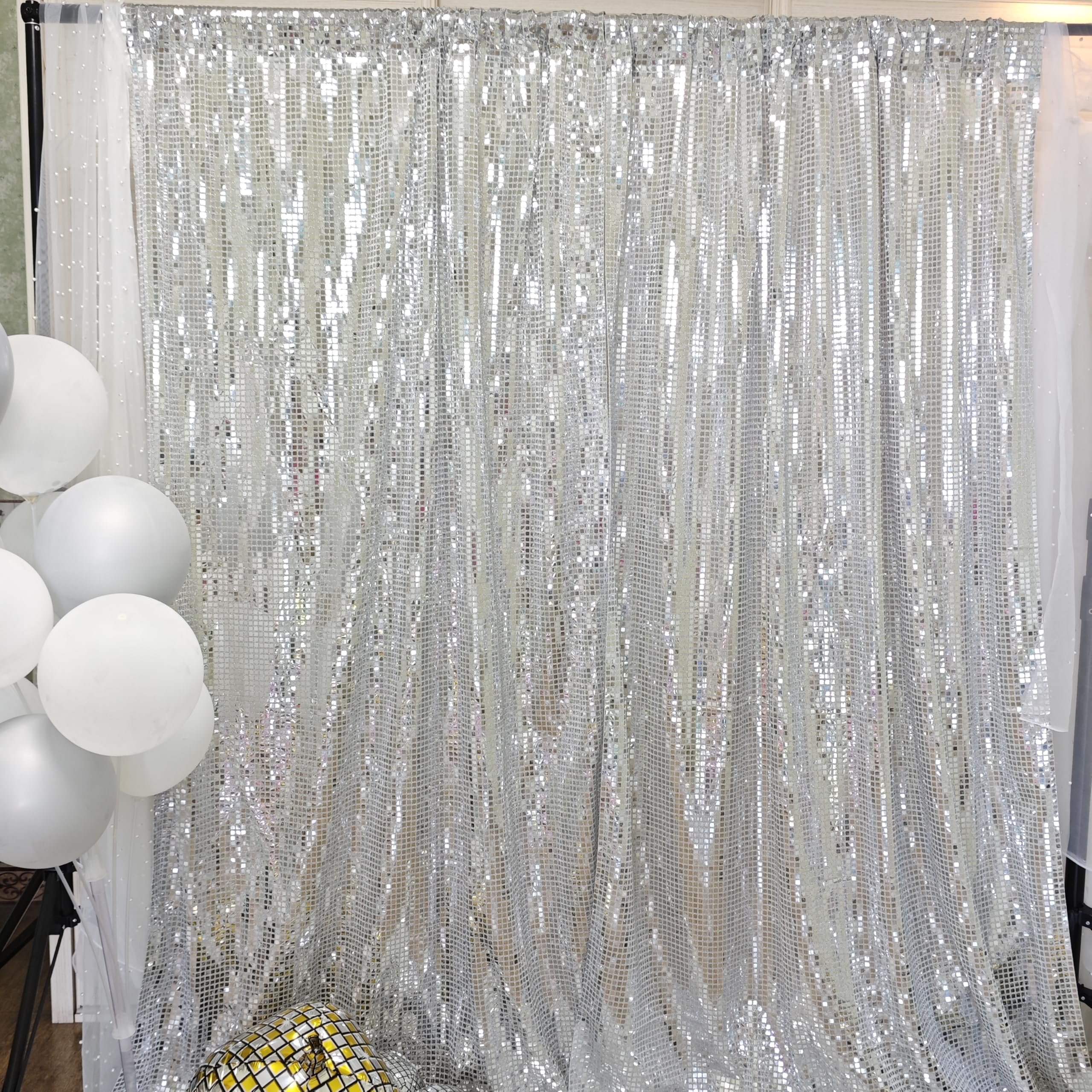Silver Sparkle/Disco Backdrop backdrops rental for weddings, showers, birthdays and corporate events