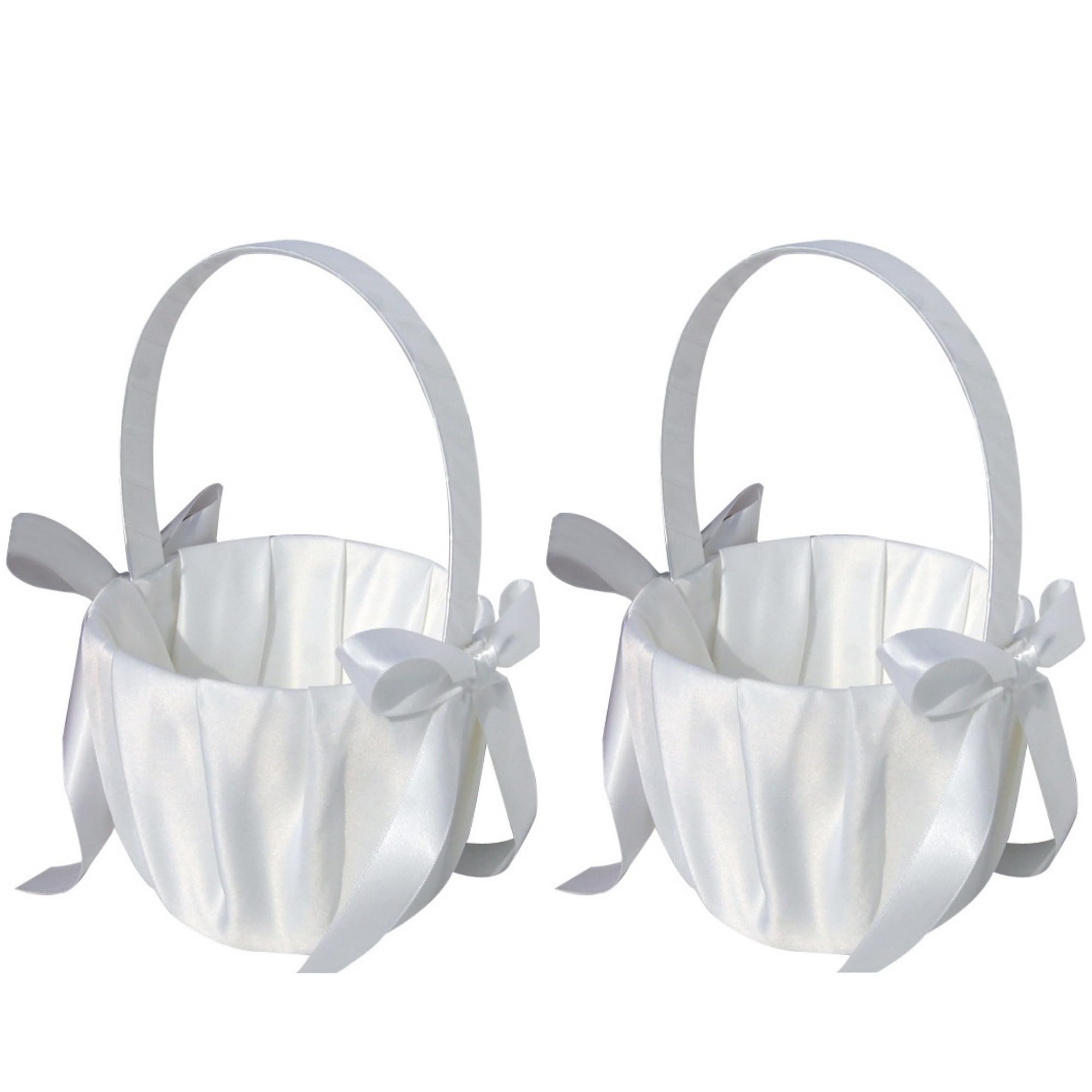 White Satin Flower Girl Baskets flower girl baskets rental for weddings, showers, birthdays and corporate events