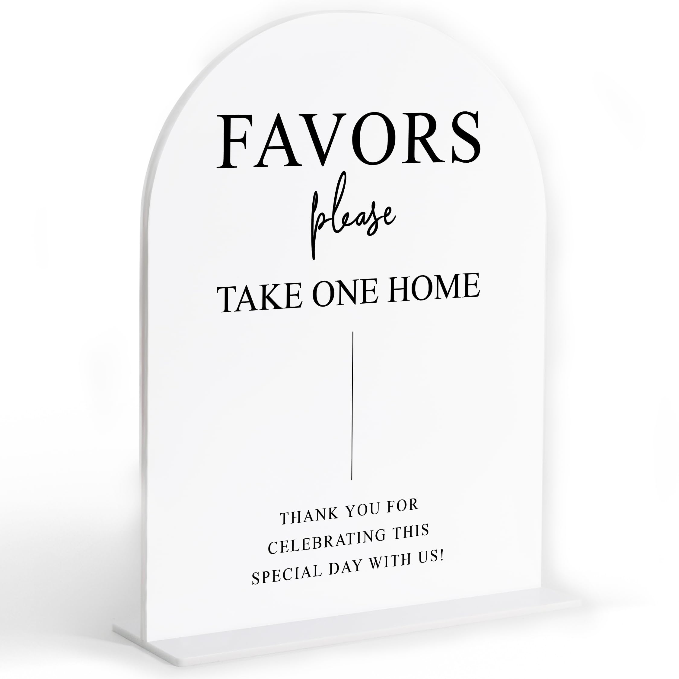 White Favor Sign (White Acrylic) signage rental for weddings, showers, birthdays and corporate events
