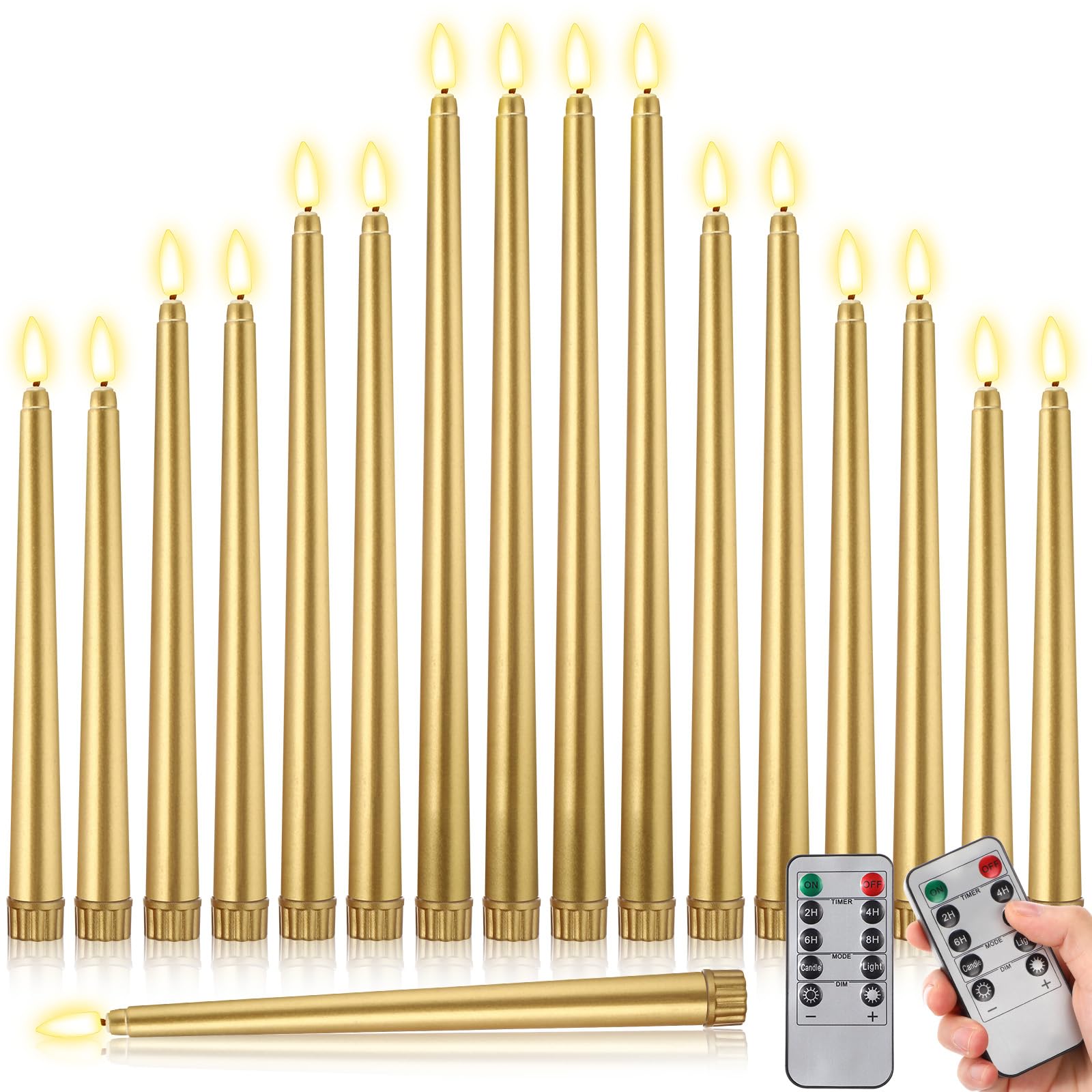 Assorted Gold Assorted LED Taper Candles candles rental for weddings, showers, birthdays and corporate events