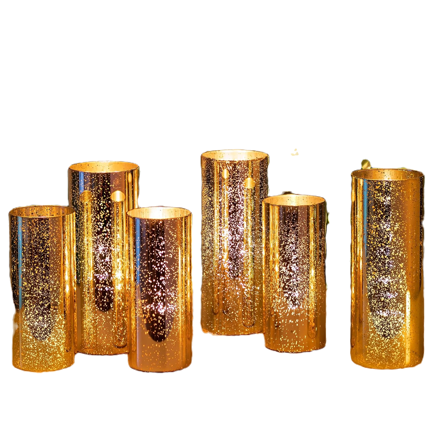 Gold Mercury Glass Centerpiece candle holders rental for weddings, showers, birthdays and corporate events