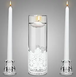 Glass Taper Candle Holders ceremony rental for weddings, showers, birthdays and corporate events