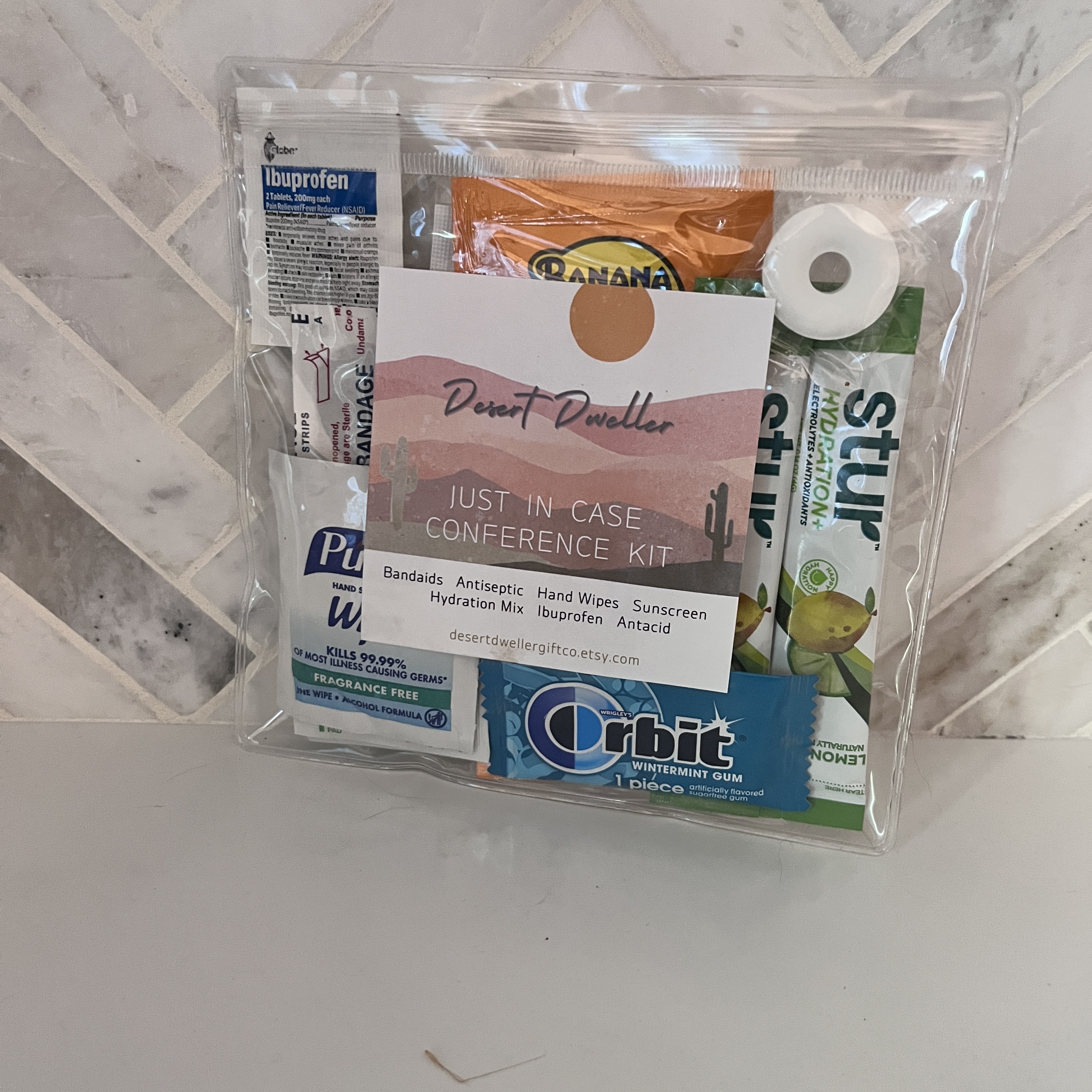 "Just In Case" Hospitality Gifts for Meeting and Events Welcome Bags gifting rental for weddings, showers, birthdays and corporate events