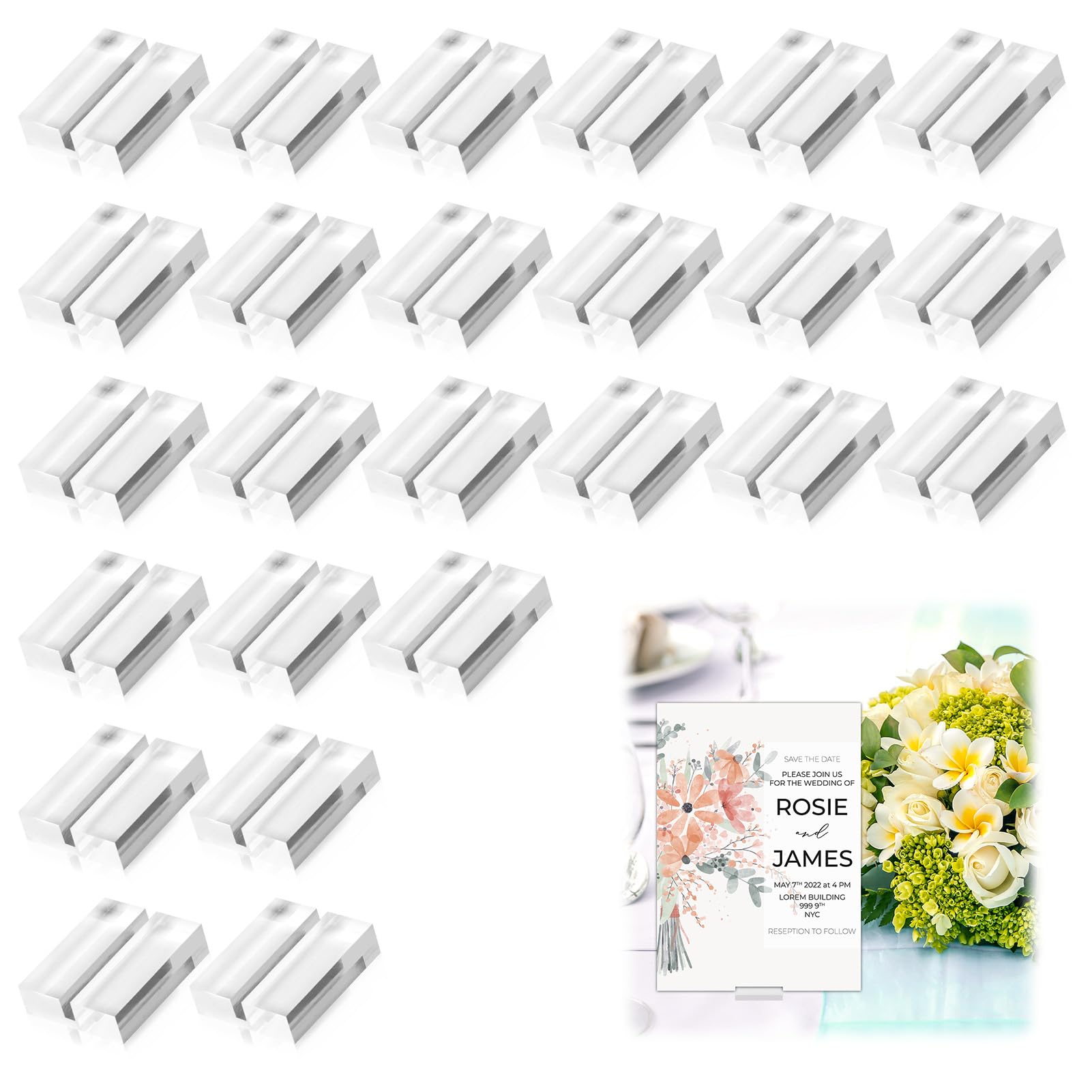 Clear Table Number Stand place card and table number holders rental for weddings, showers, birthdays and corporate events