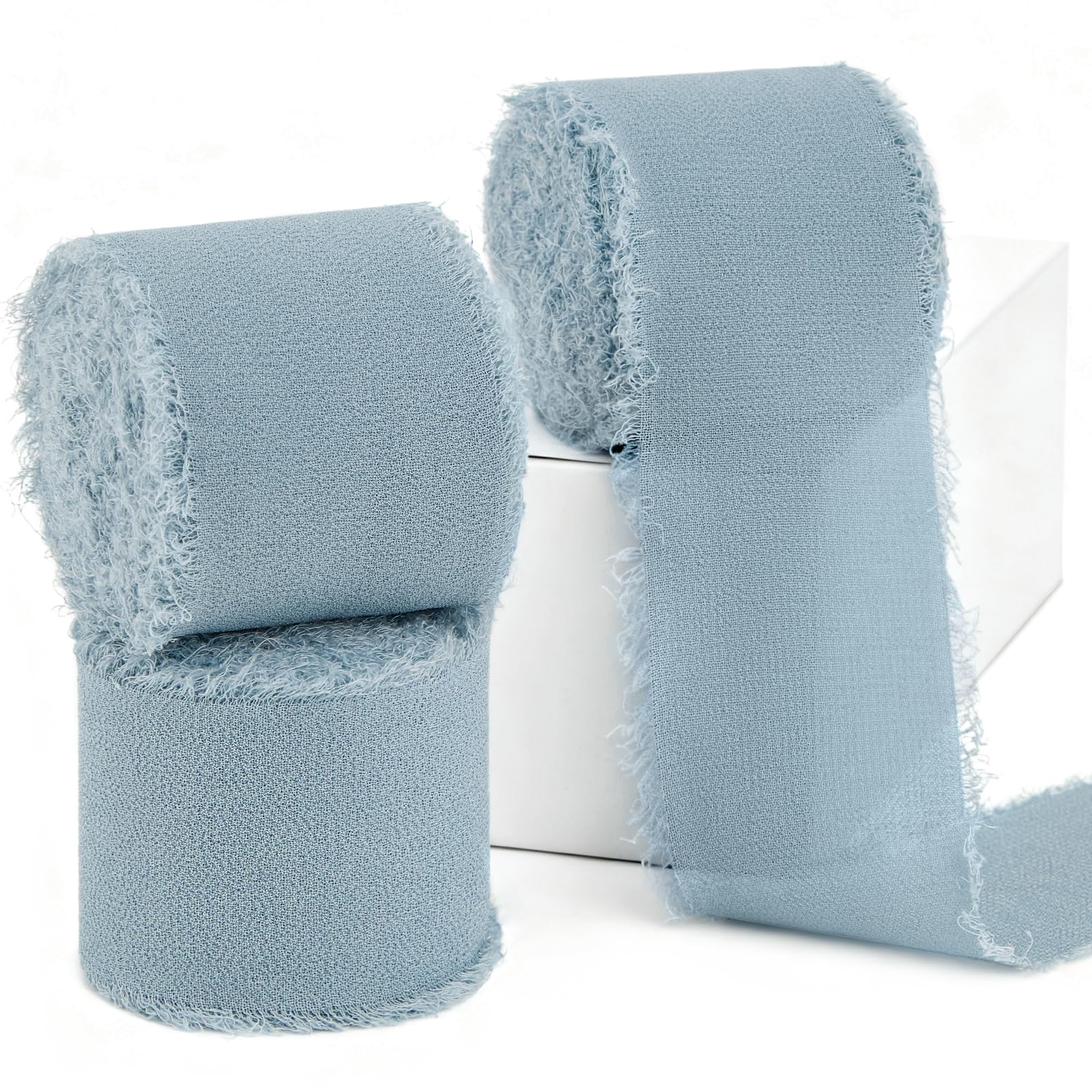 Blue French Chiffon Ribbon ribbon rental for weddings, showers, birthdays and corporate events