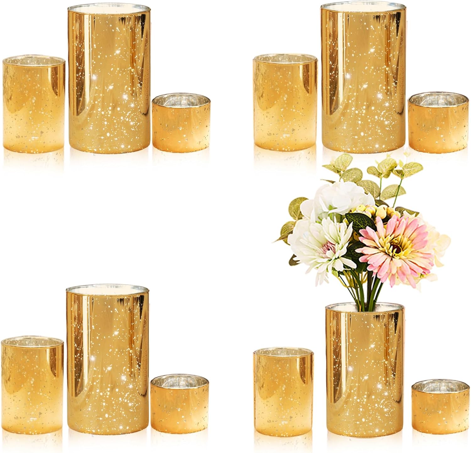 Small Mercury Glass Votives (3 Sizes Available, 16 of each size) candle holders rental for weddings, showers, birthdays and corporate events