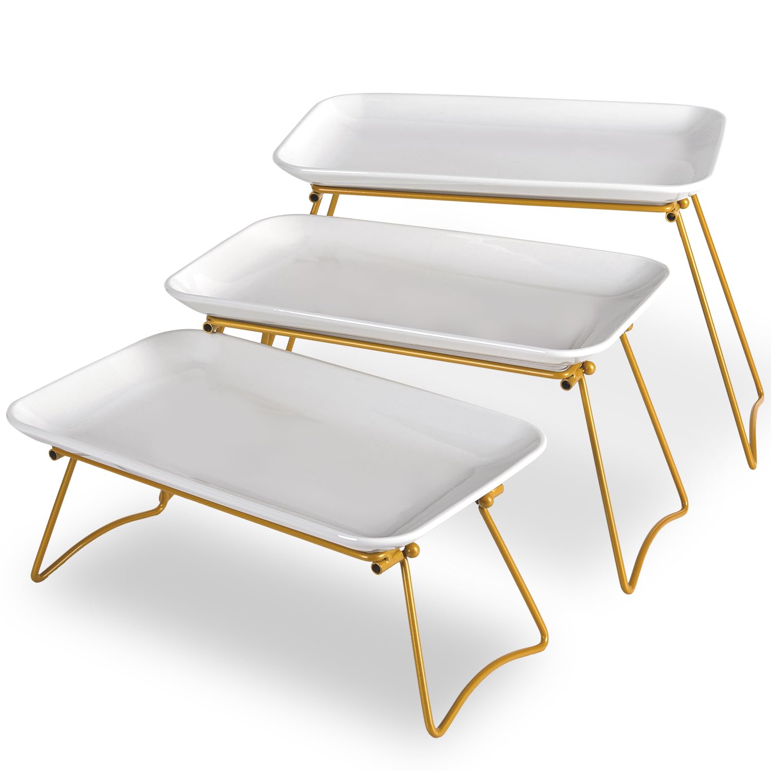 3 Tier Porcelain 12" Serving Trays platters and service items rental for weddings, showers, birthdays and corporate events