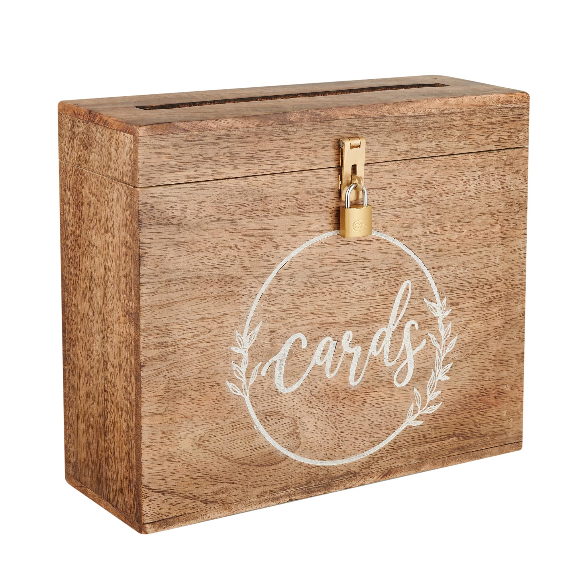 Burnt Wood Wooden Card Box card boxes rental for weddings, showers, birthdays and corporate events