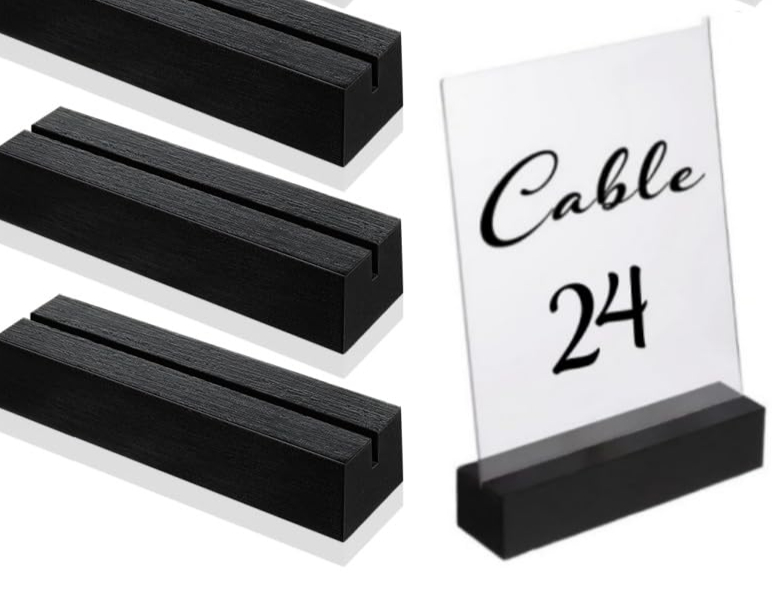 Black Table Number Stand place card and table number holders rental for weddings, showers, birthdays and corporate events