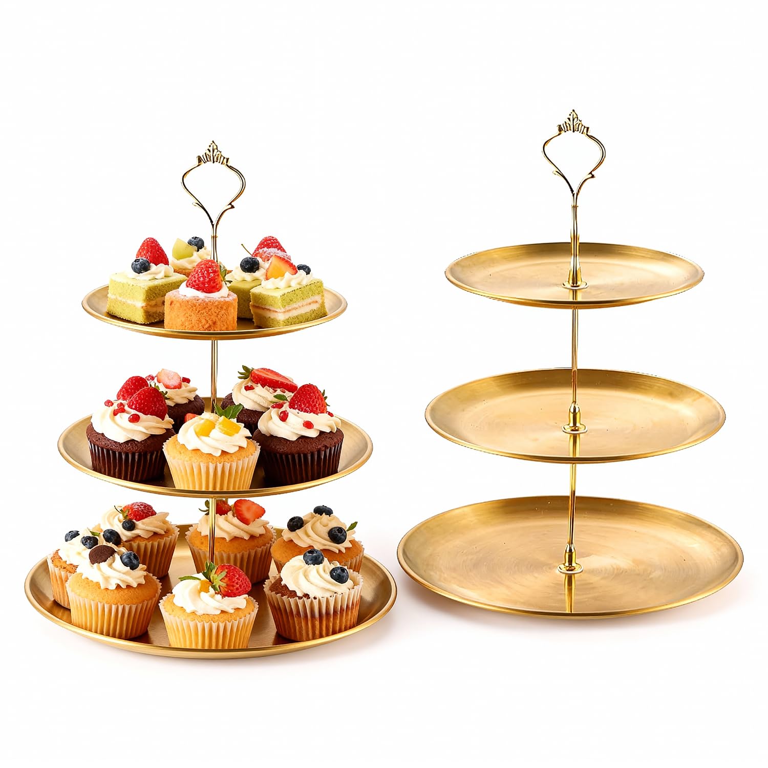 Gold 3 Tiered Platter platters and service items rental for weddings, showers, birthdays and corporate events
