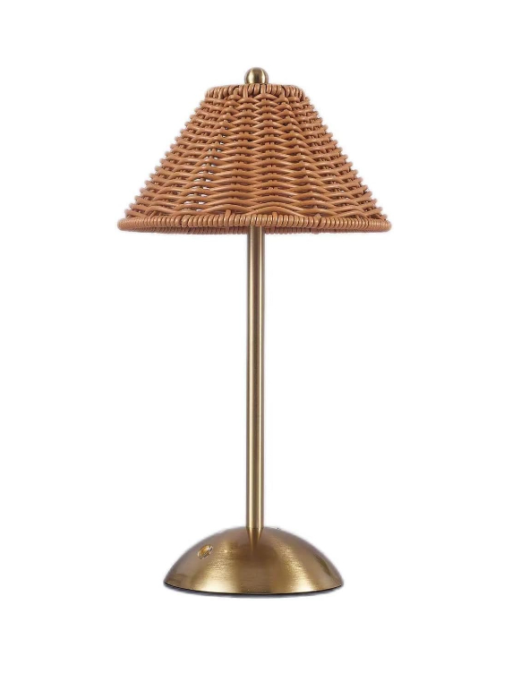 Gold Rattan Gold Cordless Cocktail and Bar Lamps lighting rental for weddings, showers, birthdays and corporate events