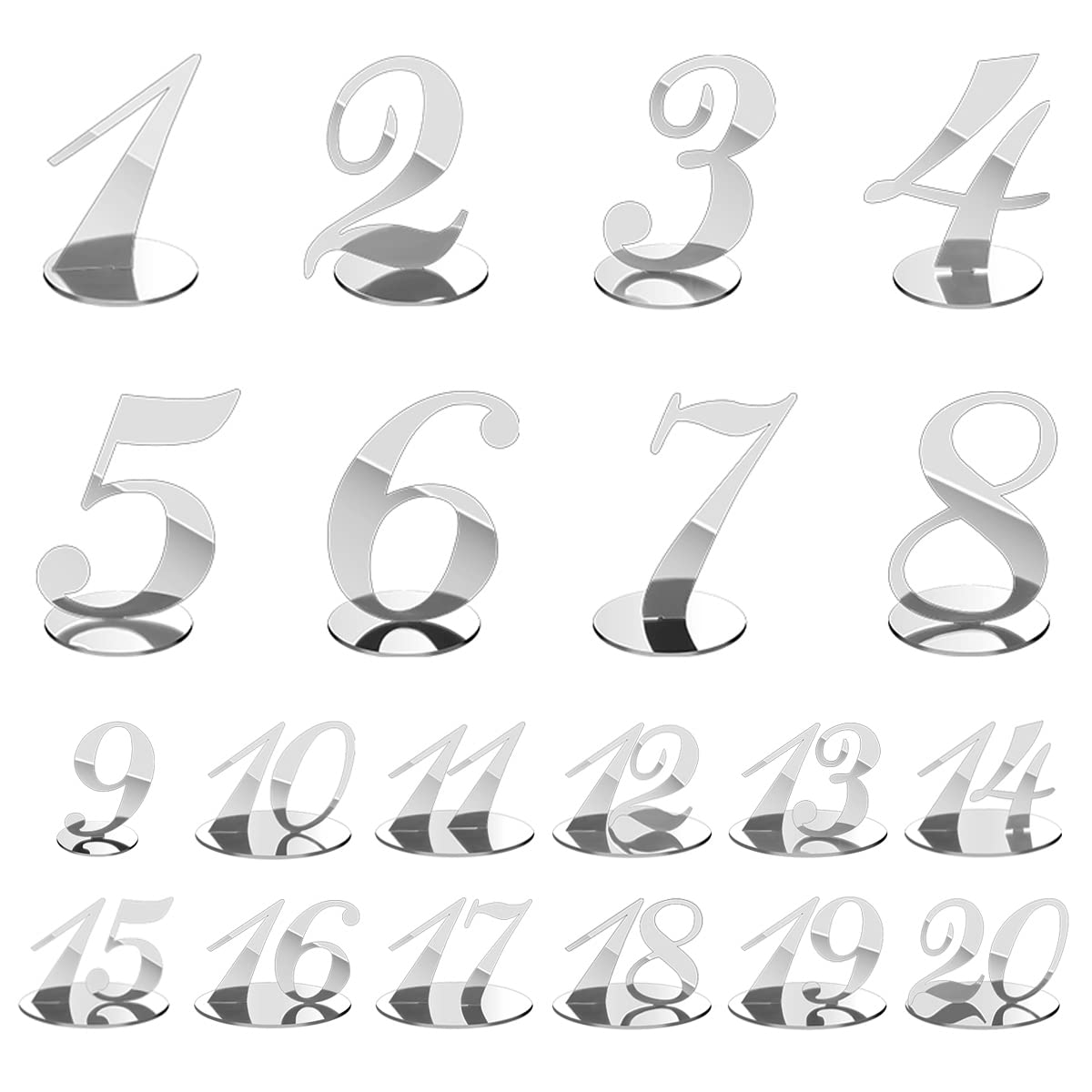 Silver Acrylic Table Tables 1-20 table numbers rental for weddings, showers, birthdays and corporate events