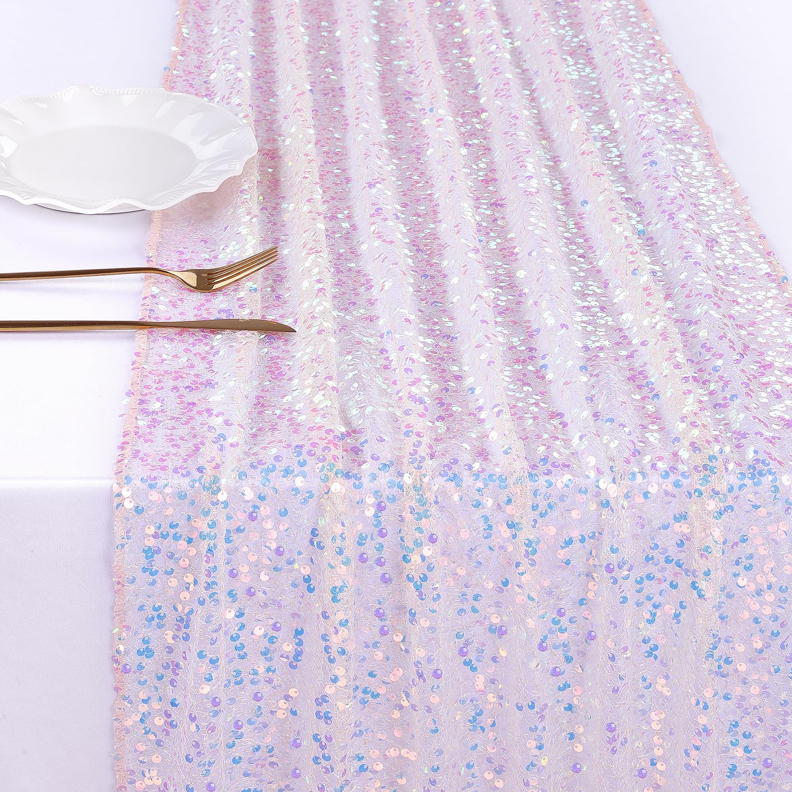 Pink Mermaid Runner linens rental for weddings, showers, birthdays and corporate events