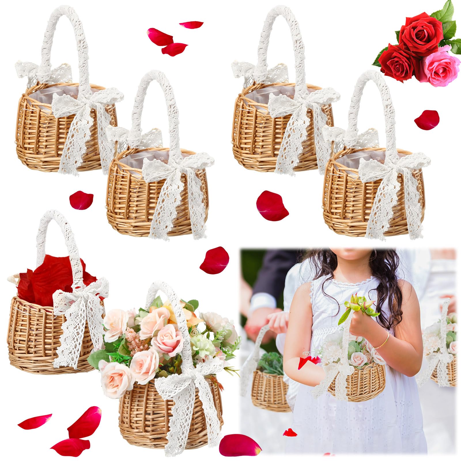 Natural Flower Girl Basket flower girl baskets rental for weddings, showers, birthdays and corporate events