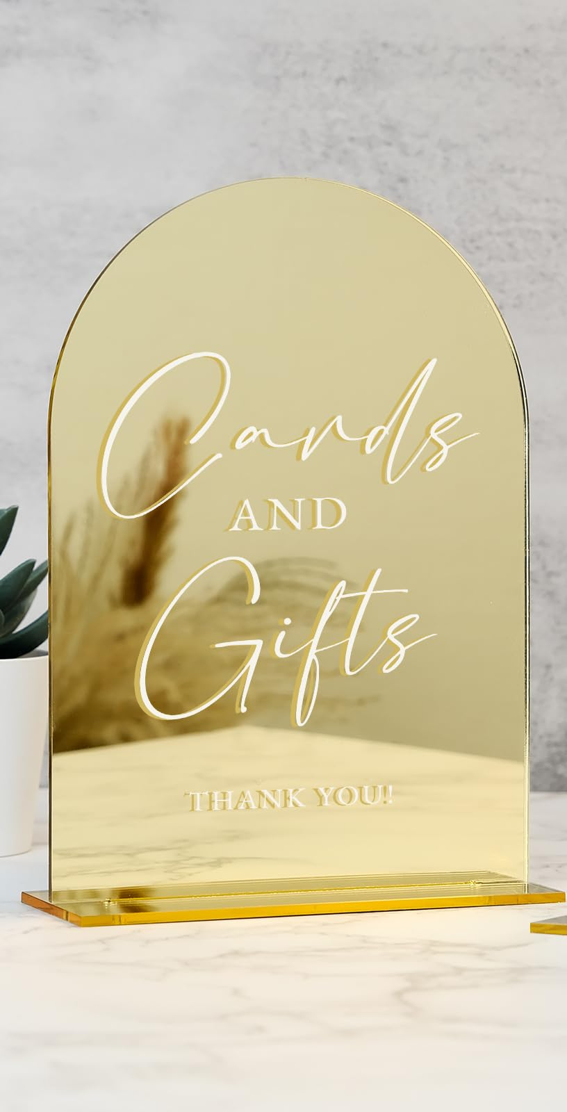 Cards and Gifts Mirrored Acrylic Sign signage rental for weddings, showers, birthdays and corporate events