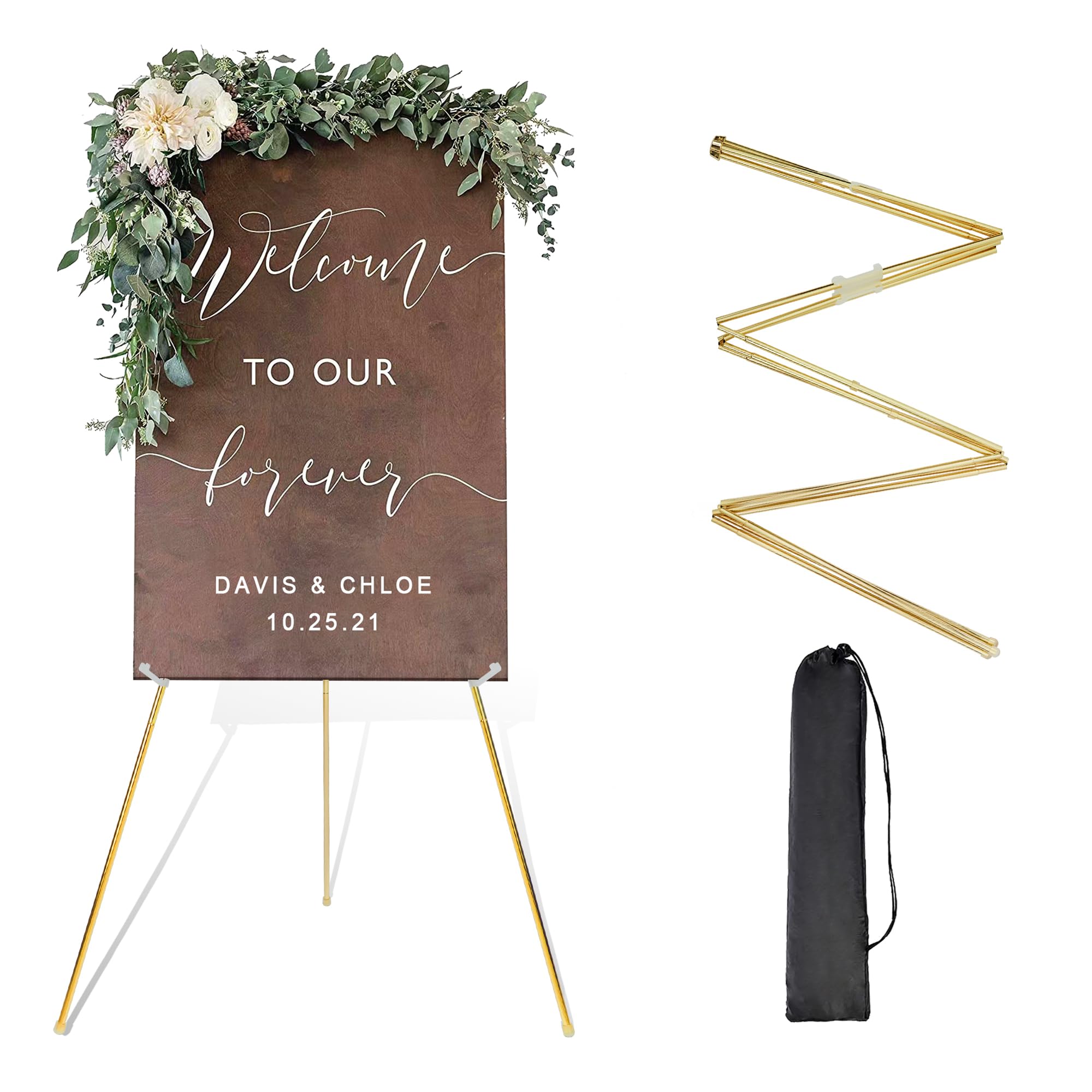 Gold Easel - Folding easels and stands rental for weddings, showers, birthdays and corporate events