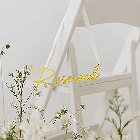 Gold Reserved Signs reserved seating rental for weddings, showers, birthdays and corporate events