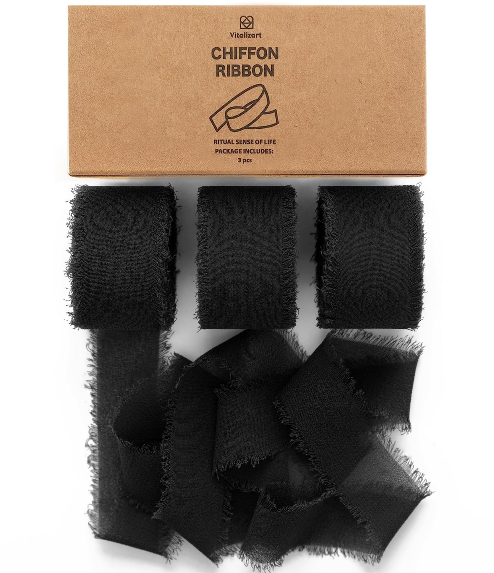 1" x 7 yards Black Chiffon Ribbon