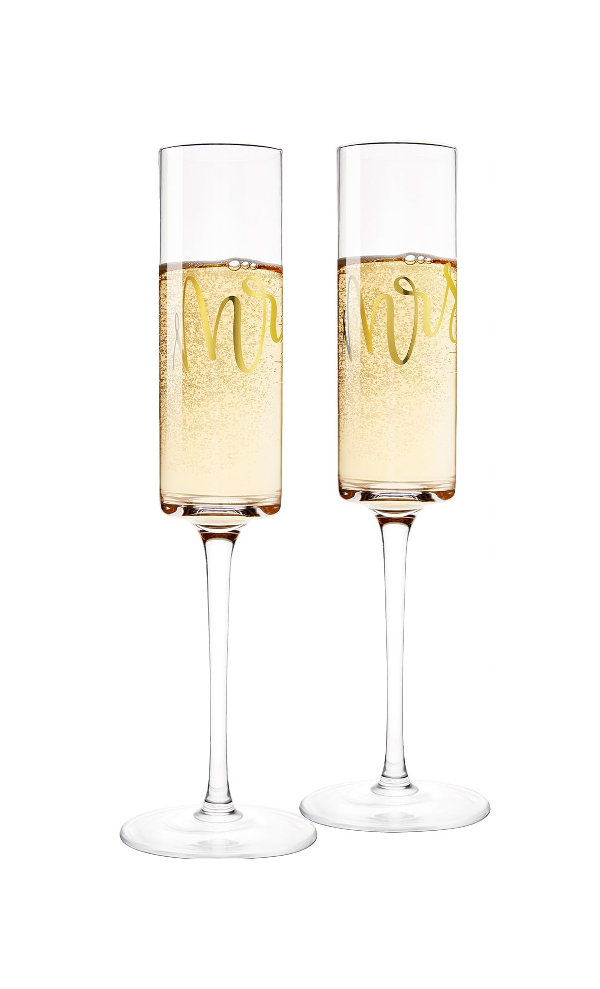 Champagne Mr and Mrs Gold Champagne Flutes tabletop decor rental for weddings, showers, birthdays and corporate events
