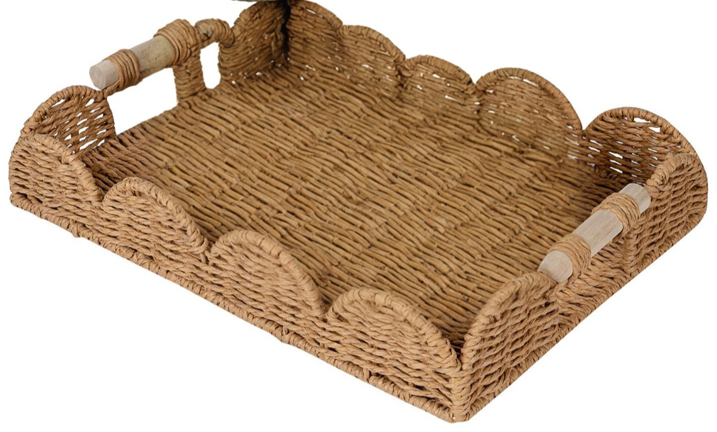 Boho Rattan Tray and Card Tray card boxes rental for weddings, showers, birthdays and corporate events