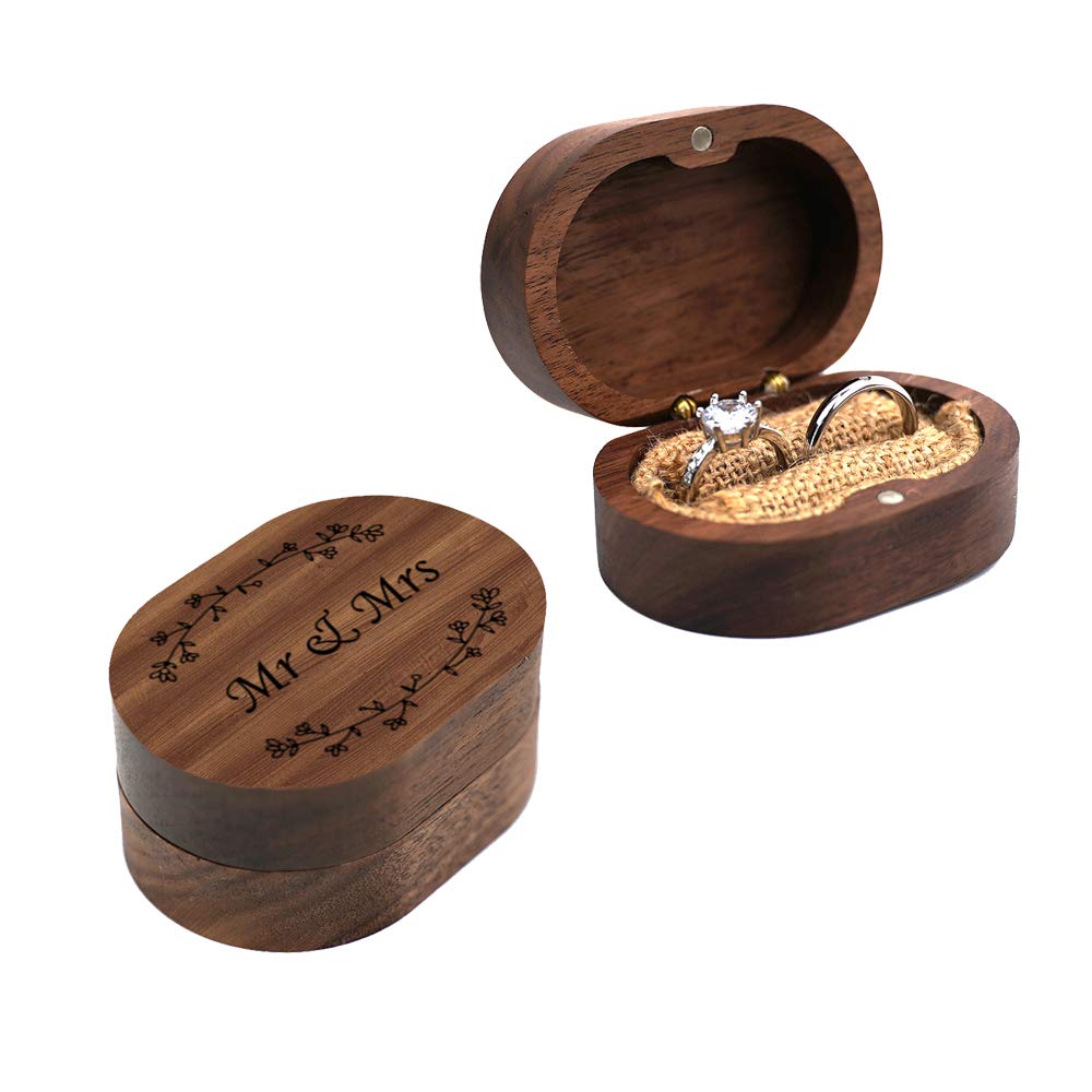 Wood Oval Wooden Ring Box ring boxes rental for weddings, showers, birthdays and corporate events