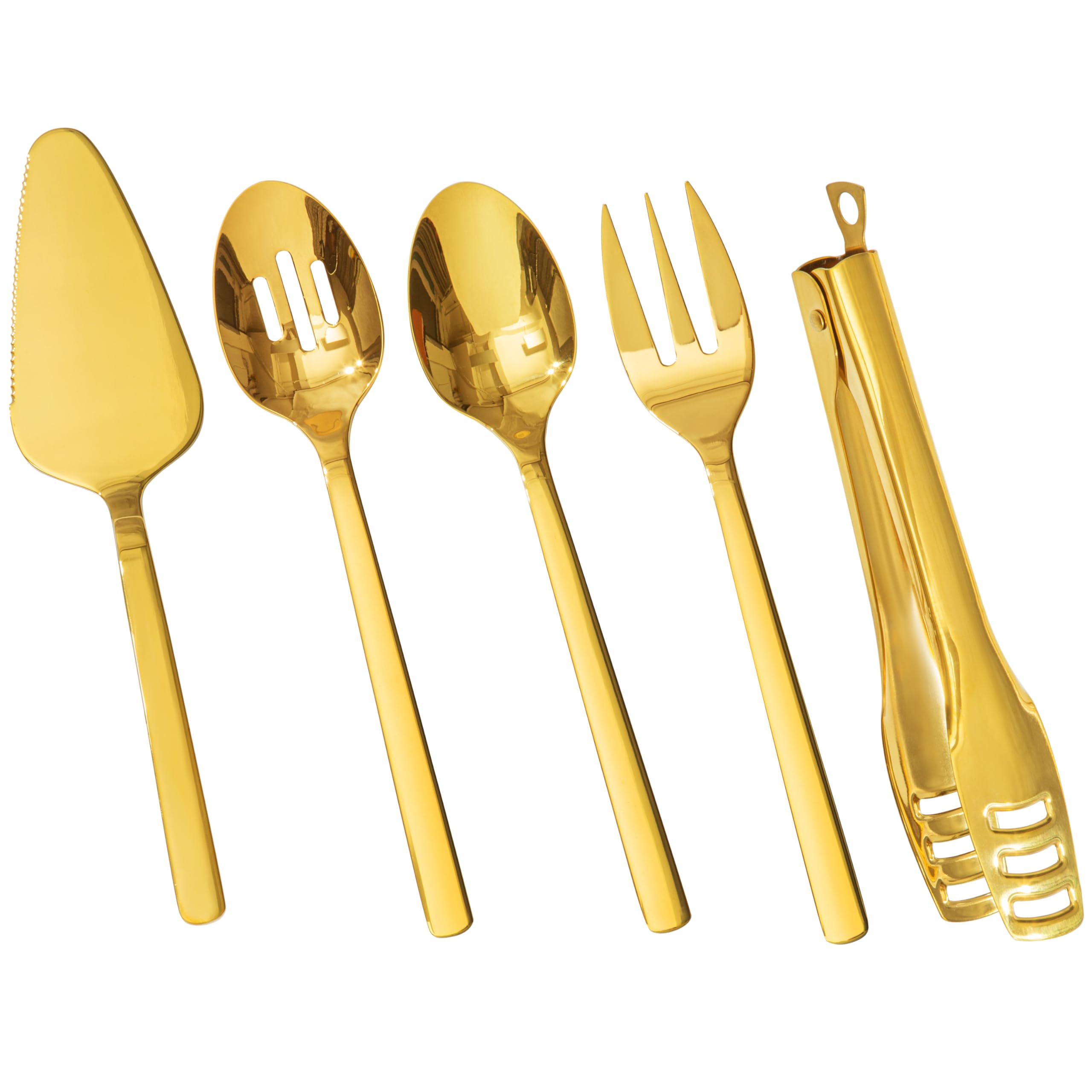 Gold Metal Serving Utensil platters and service items rental for weddings, showers, birthdays and corporate events