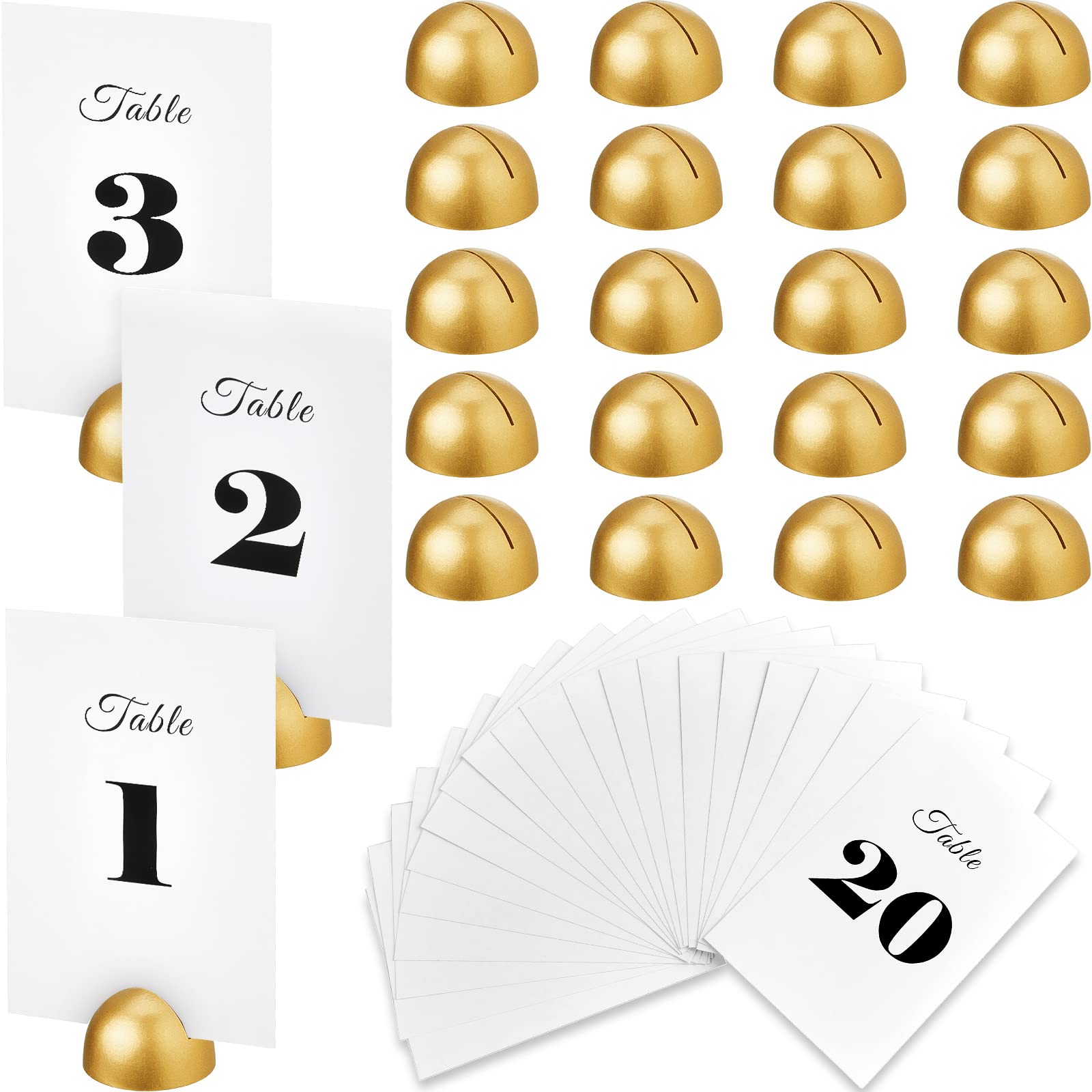 Black Printed Black Table Numbers with Gold Dome Stands table numbers rental for weddings, showers, birthdays and corporate events