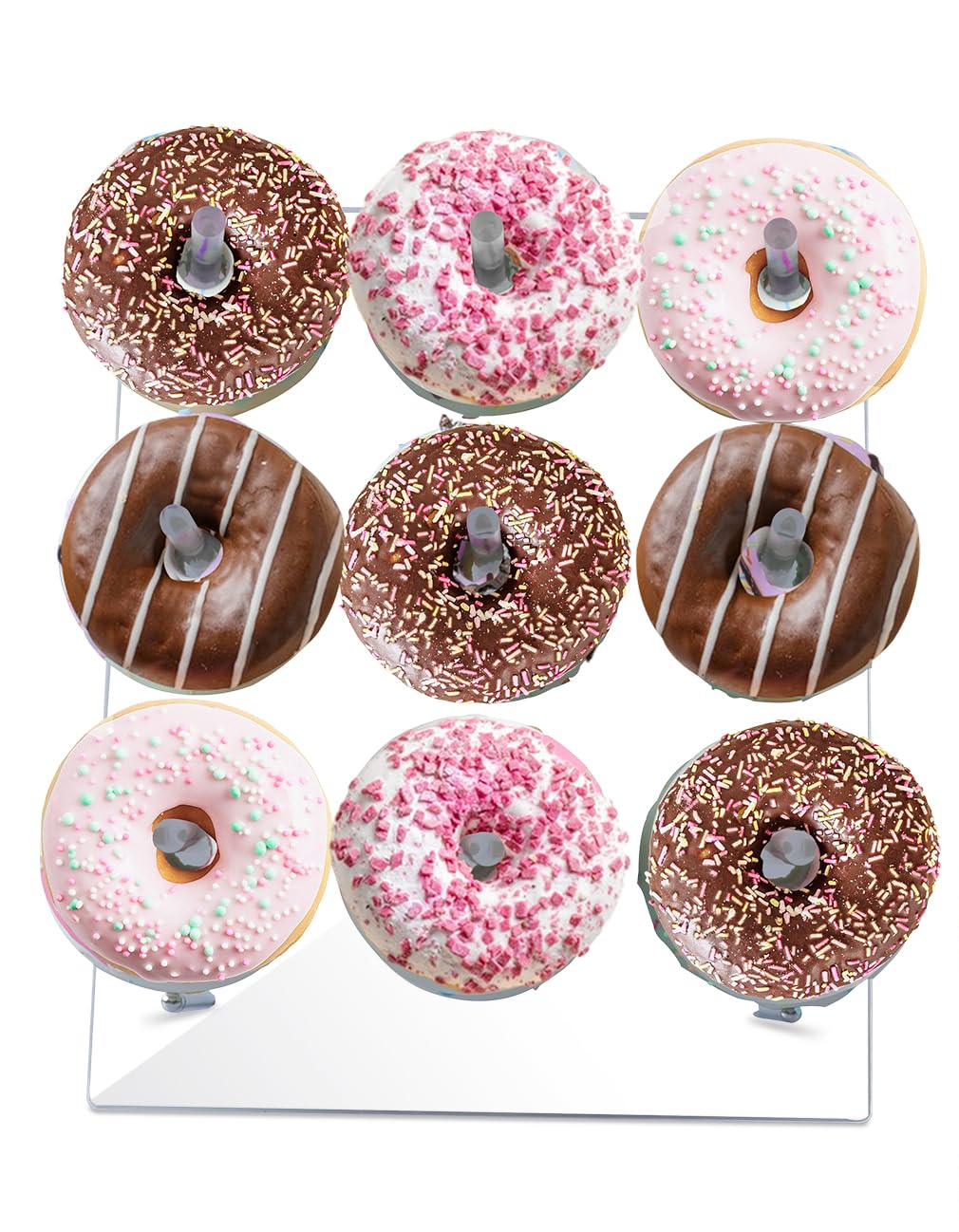 Clear Acrylic Donut Stands dessert and cake stands rental for weddings, showers, birthdays and corporate events