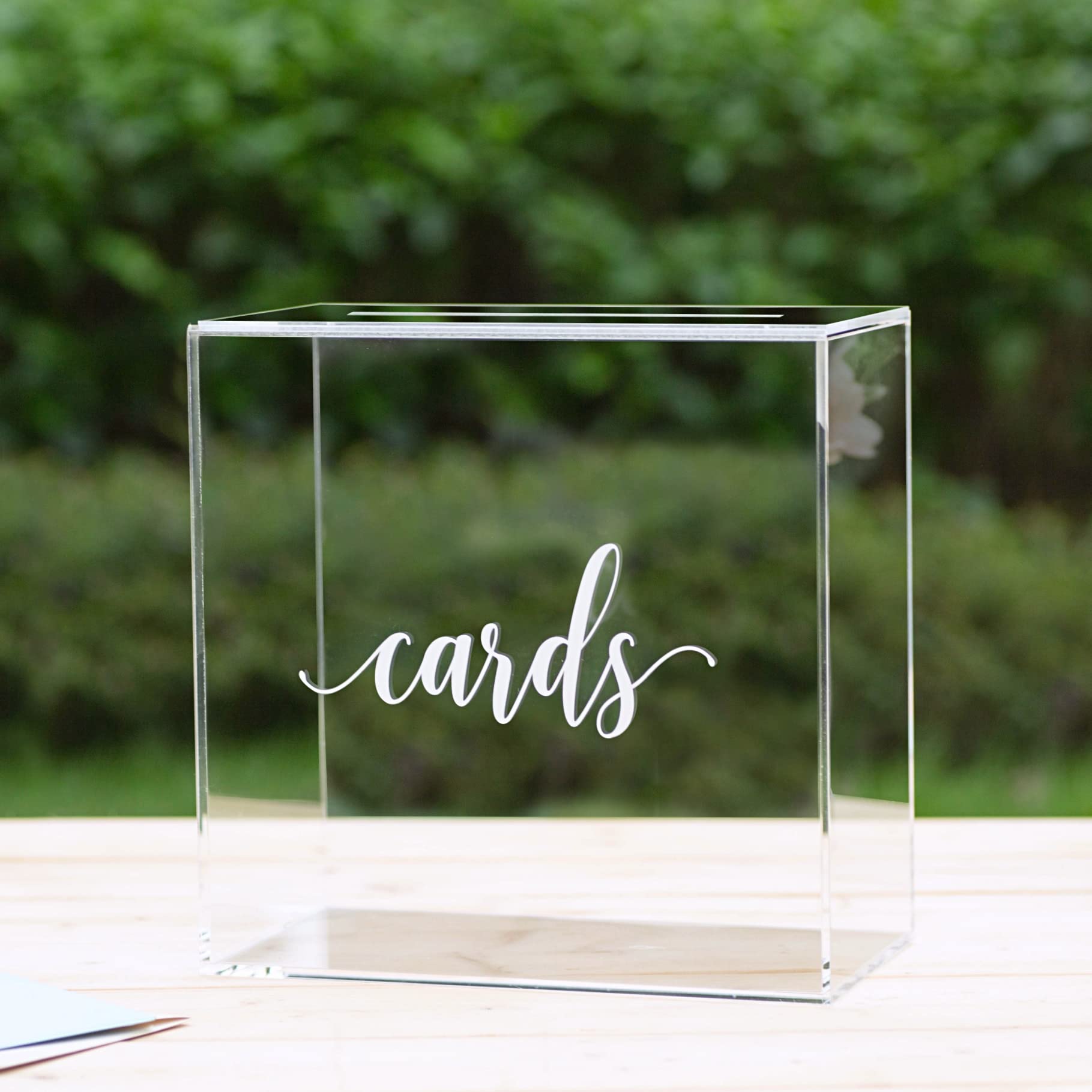 Clear Acrylic Card Box card boxes rental for weddings, showers, birthdays and corporate events