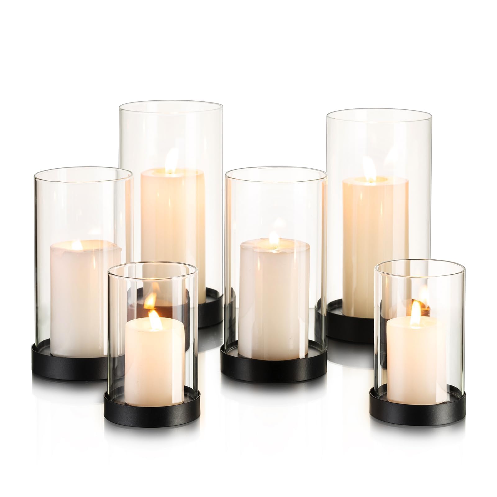 Black Base Glass Candle Holder candle holders rental for weddings, showers, birthdays and corporate events