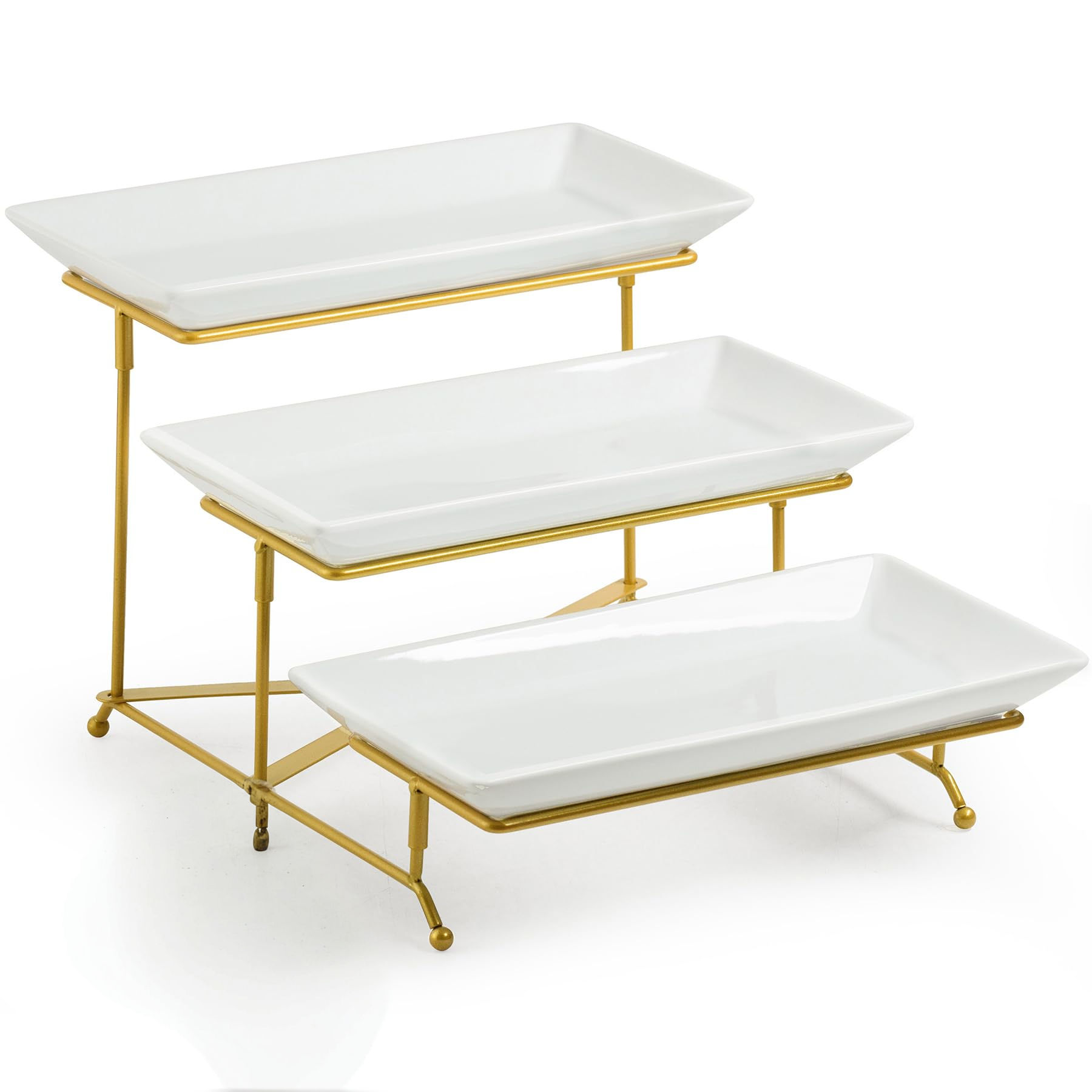 3 Tier White Porcelain 12" Serving Tray