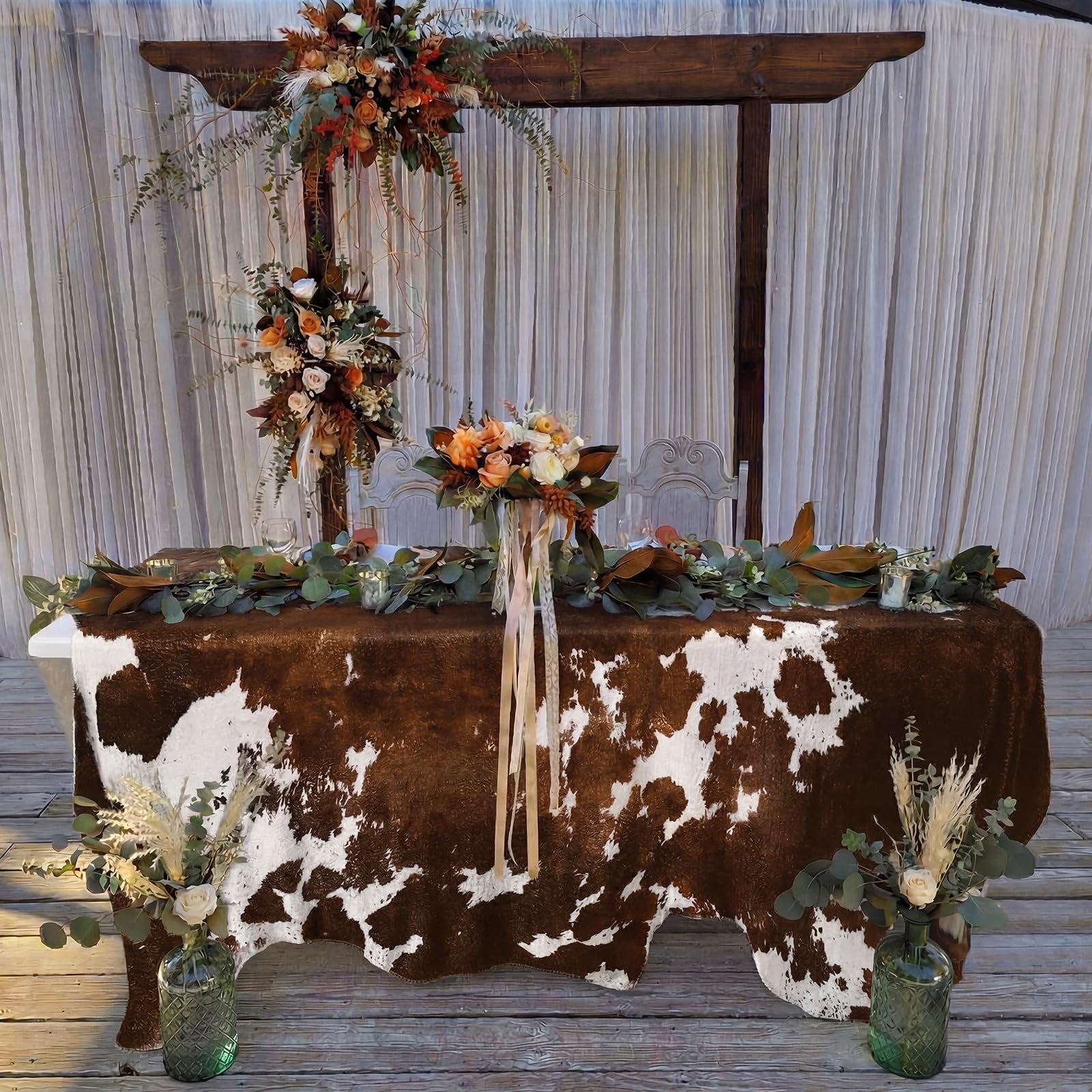Faux Cowhide Table Linen linens rental for weddings, showers, birthdays and corporate events