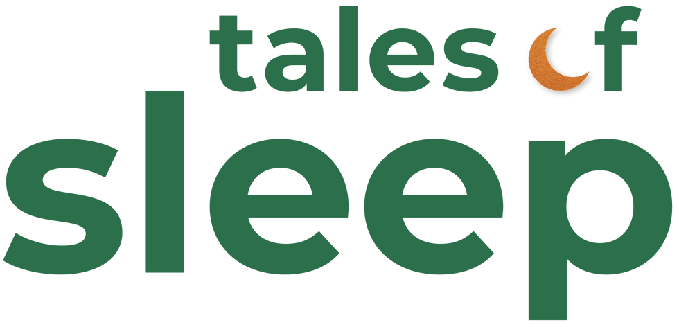 Tales of sleep logo with a crescent moon in place of o in of.
