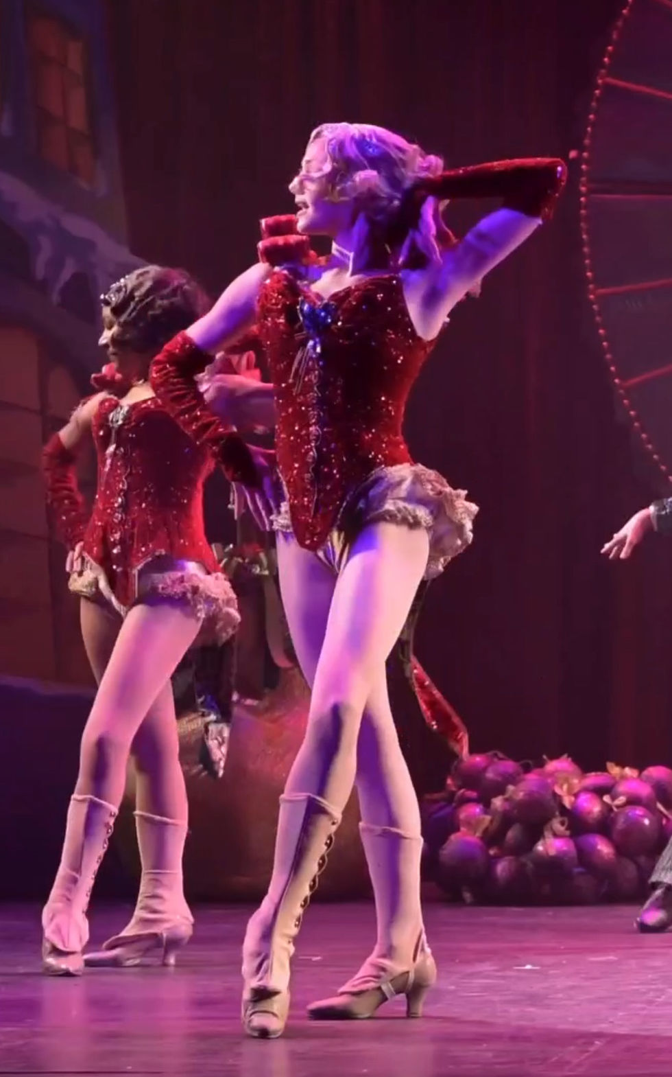 A Christmas Carol. The Gateway Playhouse. 2022. Tap dancers in the 'Present' costumes.