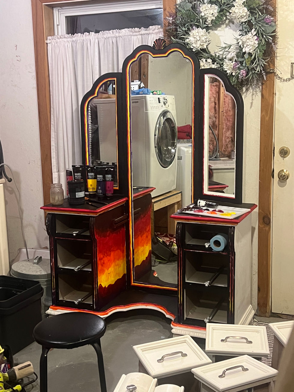 Vanity. Acrylic. 2024. Color block in.