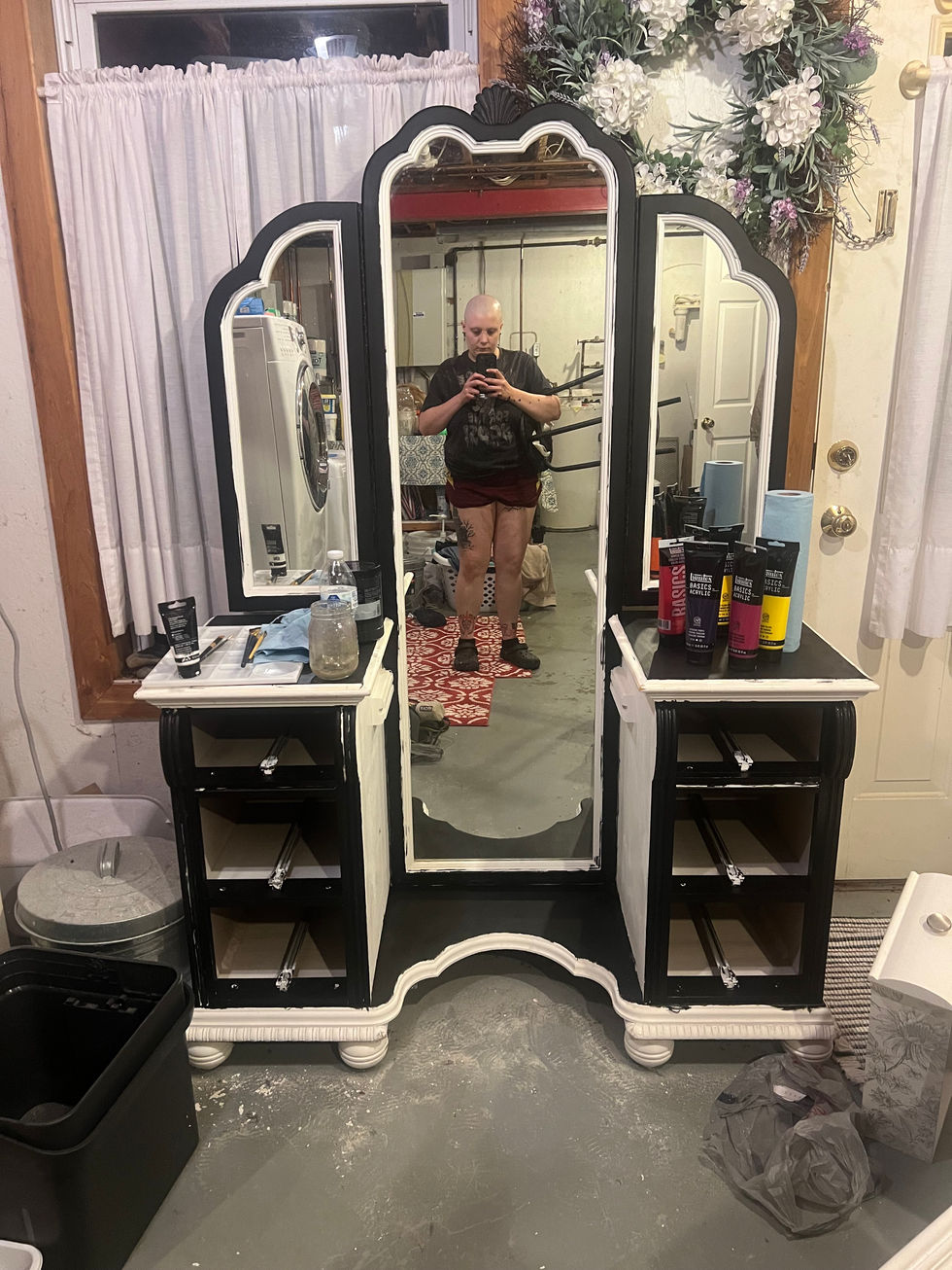 Vanity. Acrylic. 2024. Finished black block in.