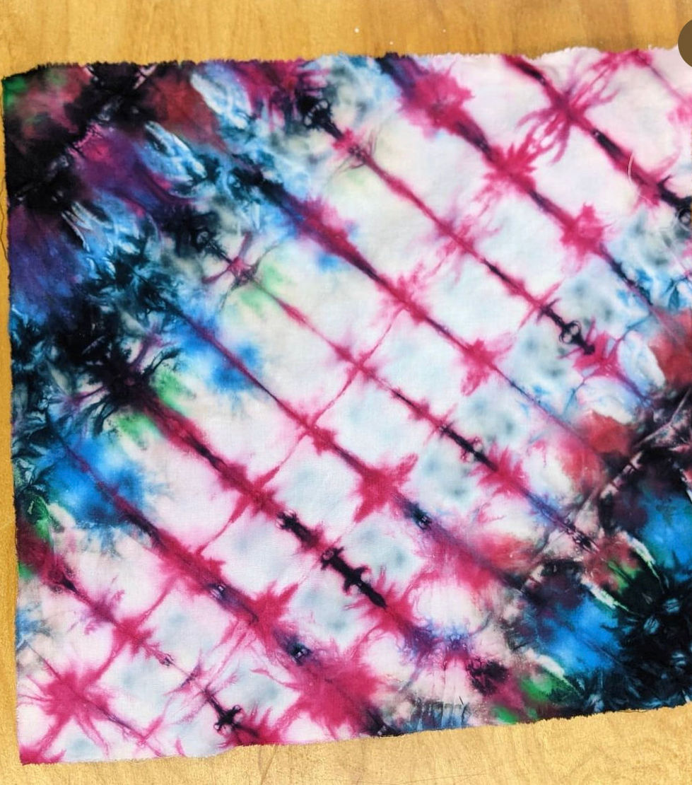 Shibori dye. Indiana University Southeast. 2021. Diagonal fold start